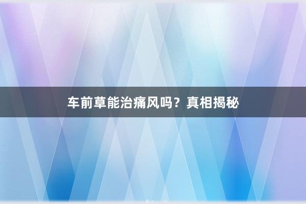 车前草能治痛风吗？真相揭秘